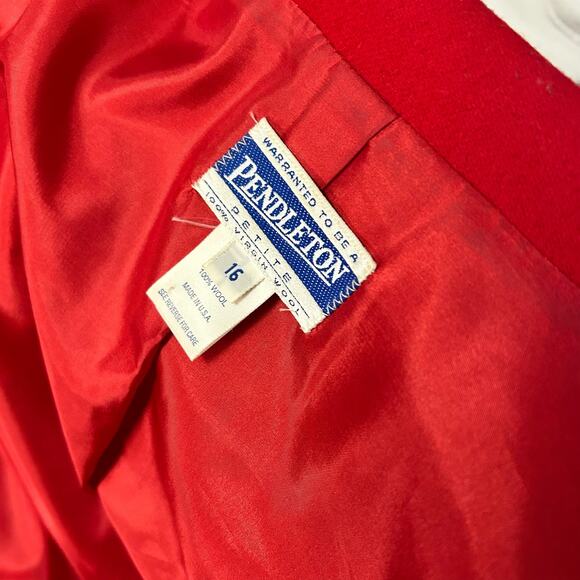 Vintage Pendleton Wool Blazer Red USA Made 16 Petite 1990s 1980s - Picture 3 of 12